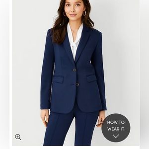 Ann Taylor suit set blazer AND pants The notched two button blazer pure sapphire